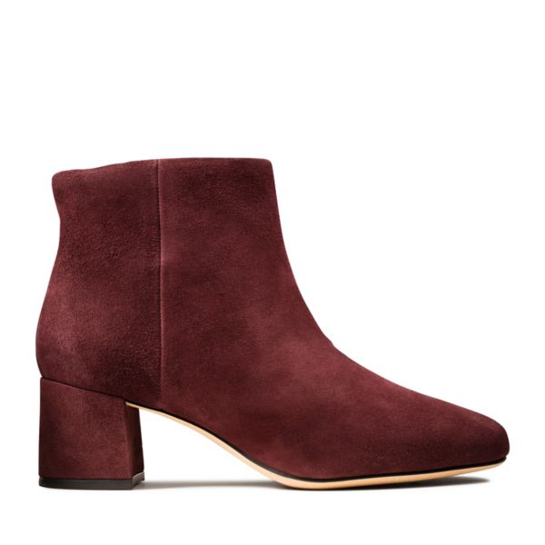 Clarks Womens Sheer Flora Ankle Boots Burgundy | CA-6504918